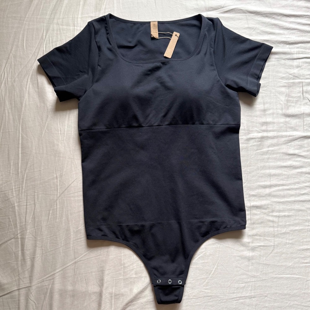 NWT SHAPELLX black square neck short sleeve bodysuit 3xl/4xl